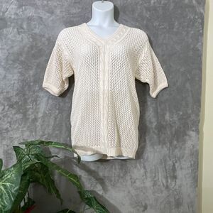 Marisa Christina for Sakowitz vintage Open Knit Sweater women’s size L ivory SS